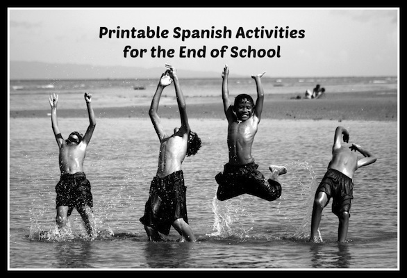 End of school printable activity for kids learning Spanish.