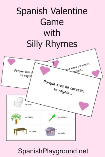 A Spanish Valentine game for kids where they complete a rhyme.