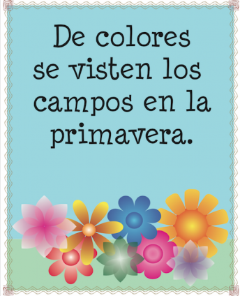 Printable Spanish posters help children learn the traditional song De colores.