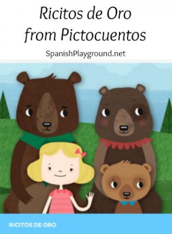 Spanish story for kids is Goldilock and the three bears told with pictograms for kids learning language.