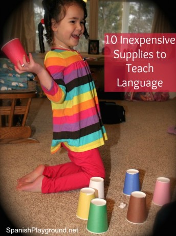 A list of inexpensive supplies to teach language to kids.