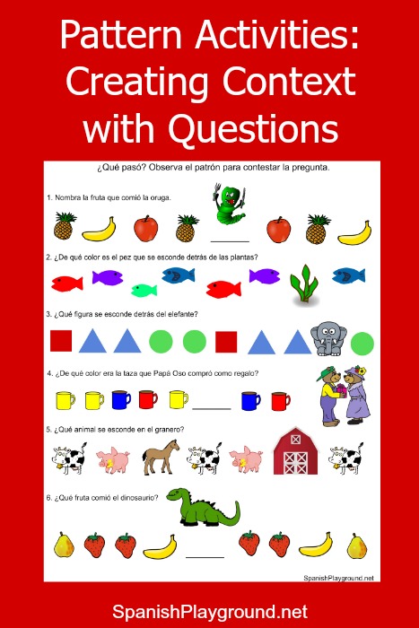 Pattern games for kids learning Spanish.