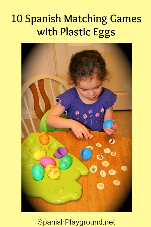 Play these Spanish matching games with plastic eggs.