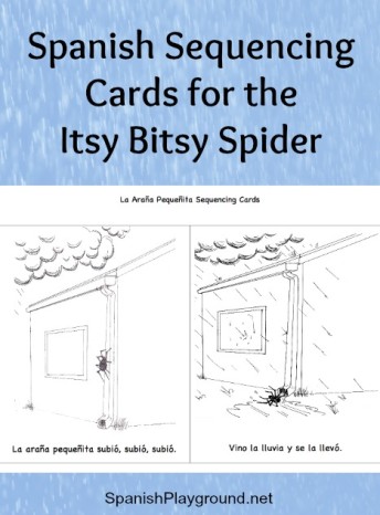 Spanish sequencing cards for the Itsy Bitsy Spider to use with language learners.
