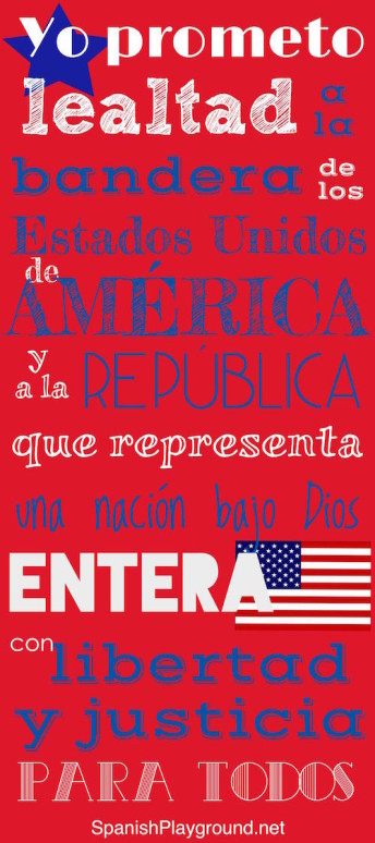 Pledge of allegiance in Spanish for kids.