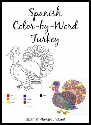Spanish colors in a fun color-by-word page.