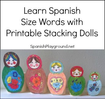 Printable stacking dolls are good for teaching children Spanish size words.