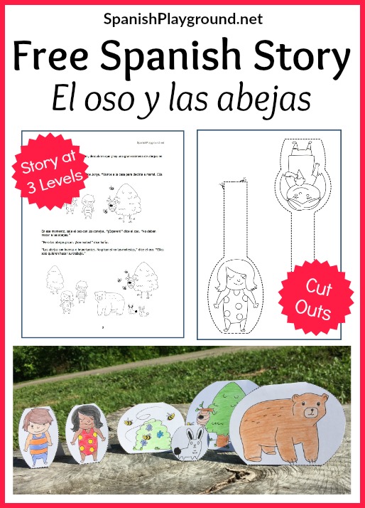 A free Spanish story PDF with cutouts for retelling helps children learn language.