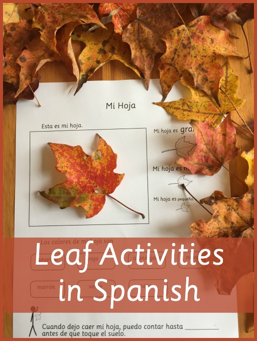 Songs, poems, and printable pages with leaf activities in Spanish for kids.