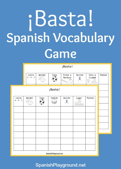 Basta (Scattergories) game for Spanish class