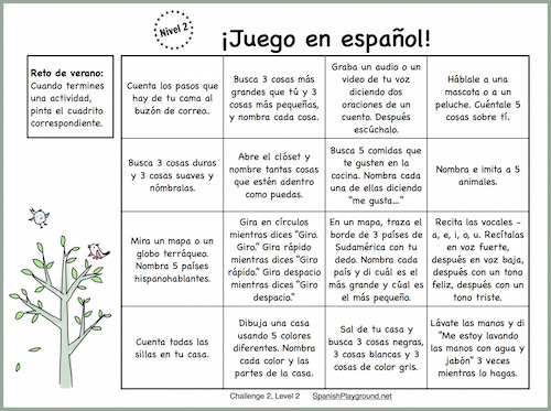 Kids get Spanish speaking practice with a series of short, theme-based activities. 