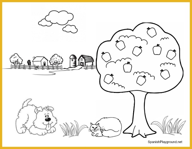 Coloring sheets like this one are excellent for Spanish preschool activities with TPR.