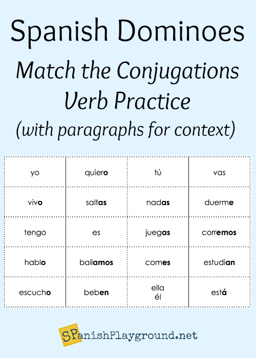 Spanish verb games like these printable conjugation dominoes make grammar practice fun and effective.