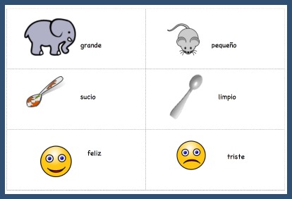 These Spanish vocabulary picture cards teach opposites. 
