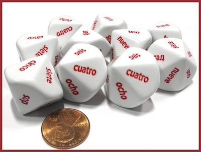 Use these word dice for Spanish number games with language learners. 