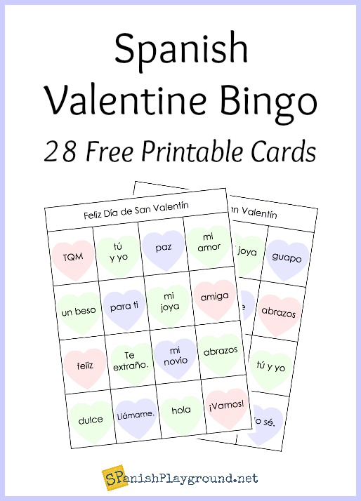 This printable Spanish bingo game is an fun Valentine's Day activity for kids.