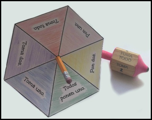A printable toma todo game you can use with Spanish learners.