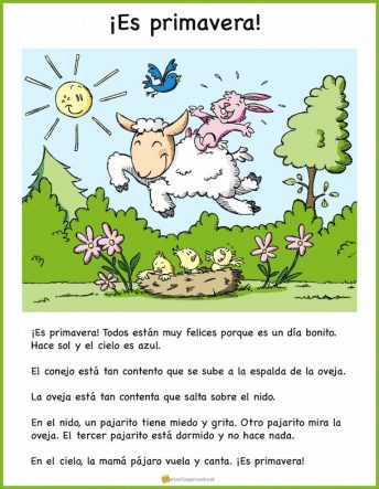 Kids learn seasonal vocabulary with this picture based Spanish reading for spring.