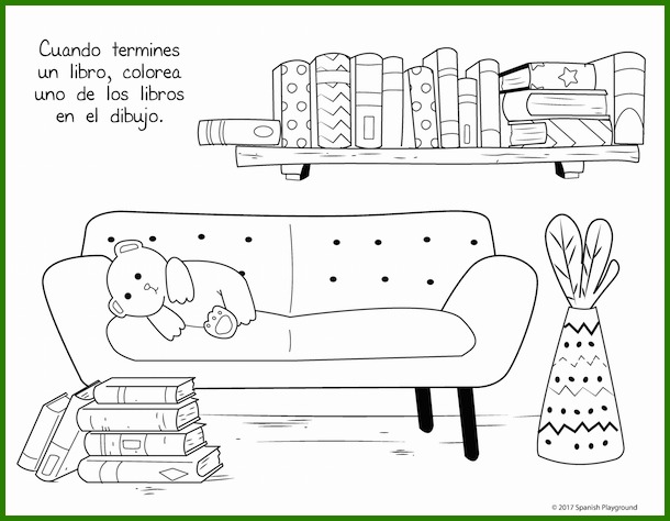 Kids color part of this printable Spanish reading progress sheet each time they finish reading a book.