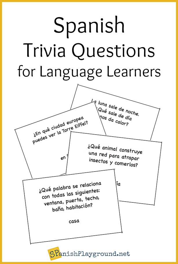 Spanish Trivia Questions Printable Cards Spanish Playground