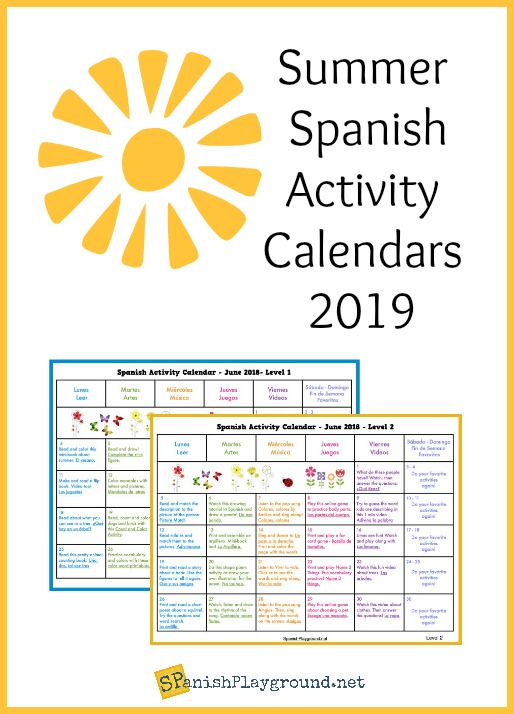 Use this summer activity calendar for 2019 to engage kids with Spanish.