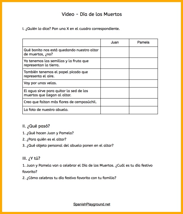 Listening activity -Como La Flor- worksheet