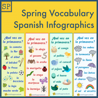 These are the four Spanish spring vocabulary infographics you can download.