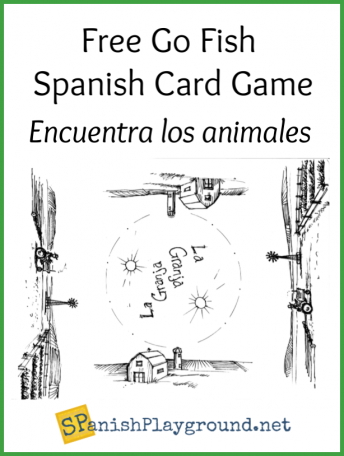 Shows the board for the go fish spanish card game