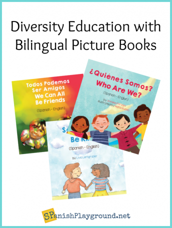 Image of diversity education picture books for Spanish language learners.