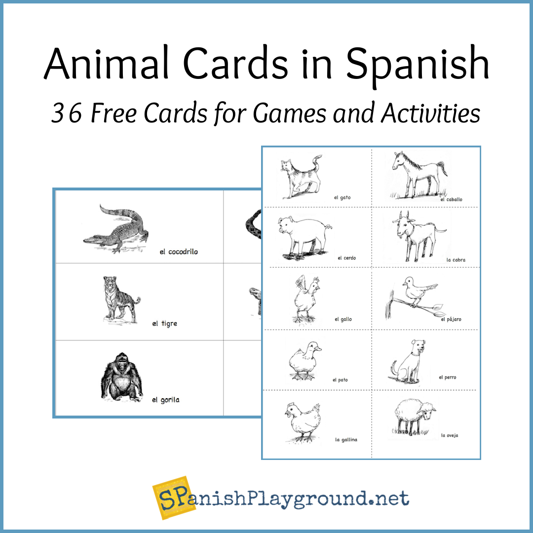 Spanish Animal Cards for Games - Spanish Playground Spanish Animal Cards for Games - Spanish Playground